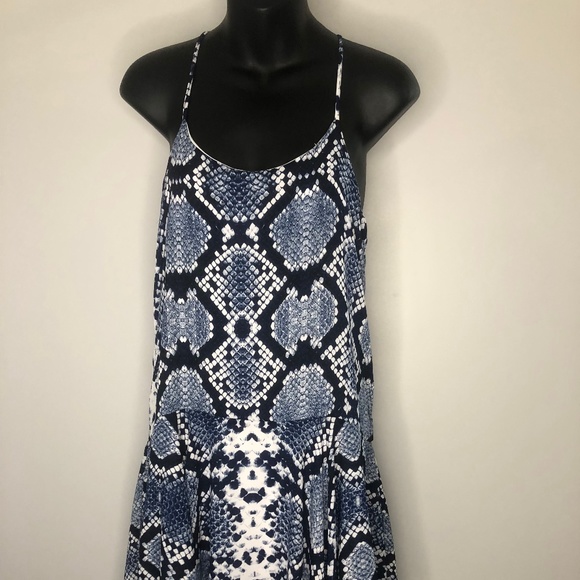 Aqua Multicolor Reptile Print Dress 100% Polyester Size Small USA - Picture 2 of 5